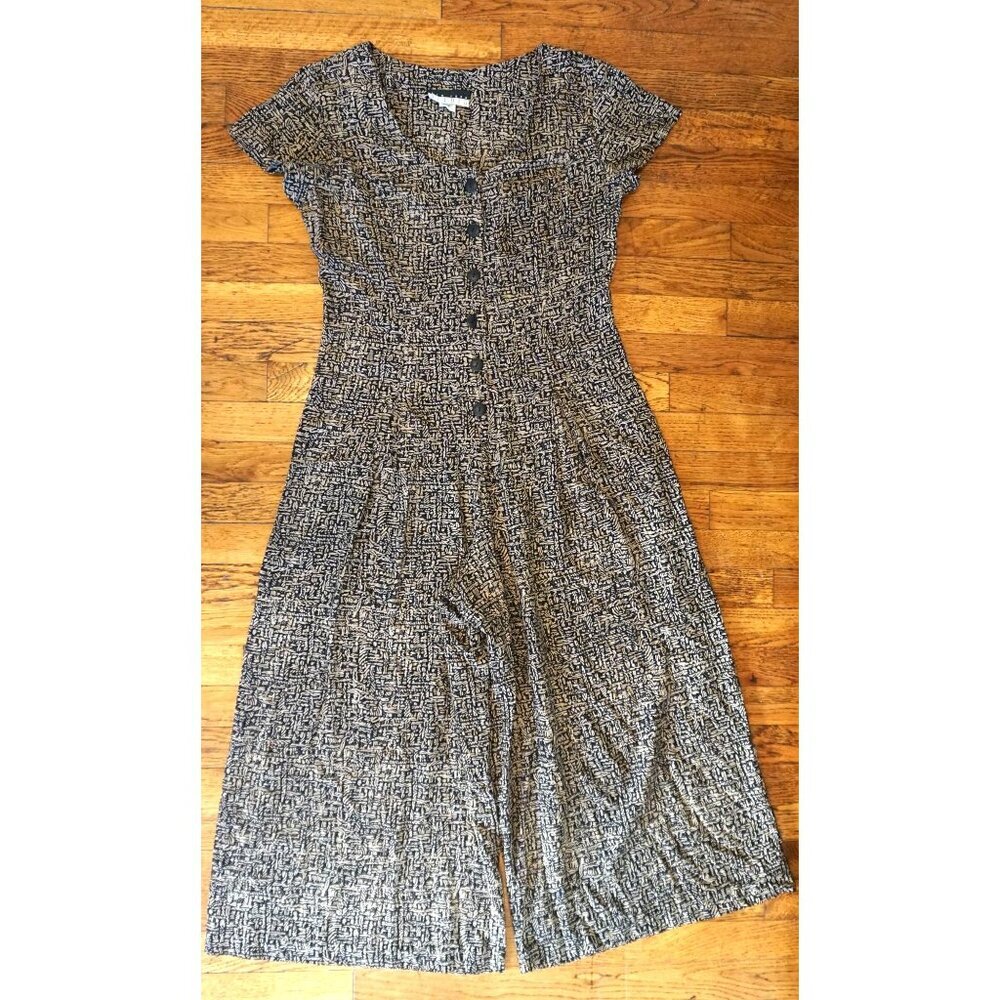 Vintage New York Studio Black & Tan Abstract Print Jumpsuit - Size M